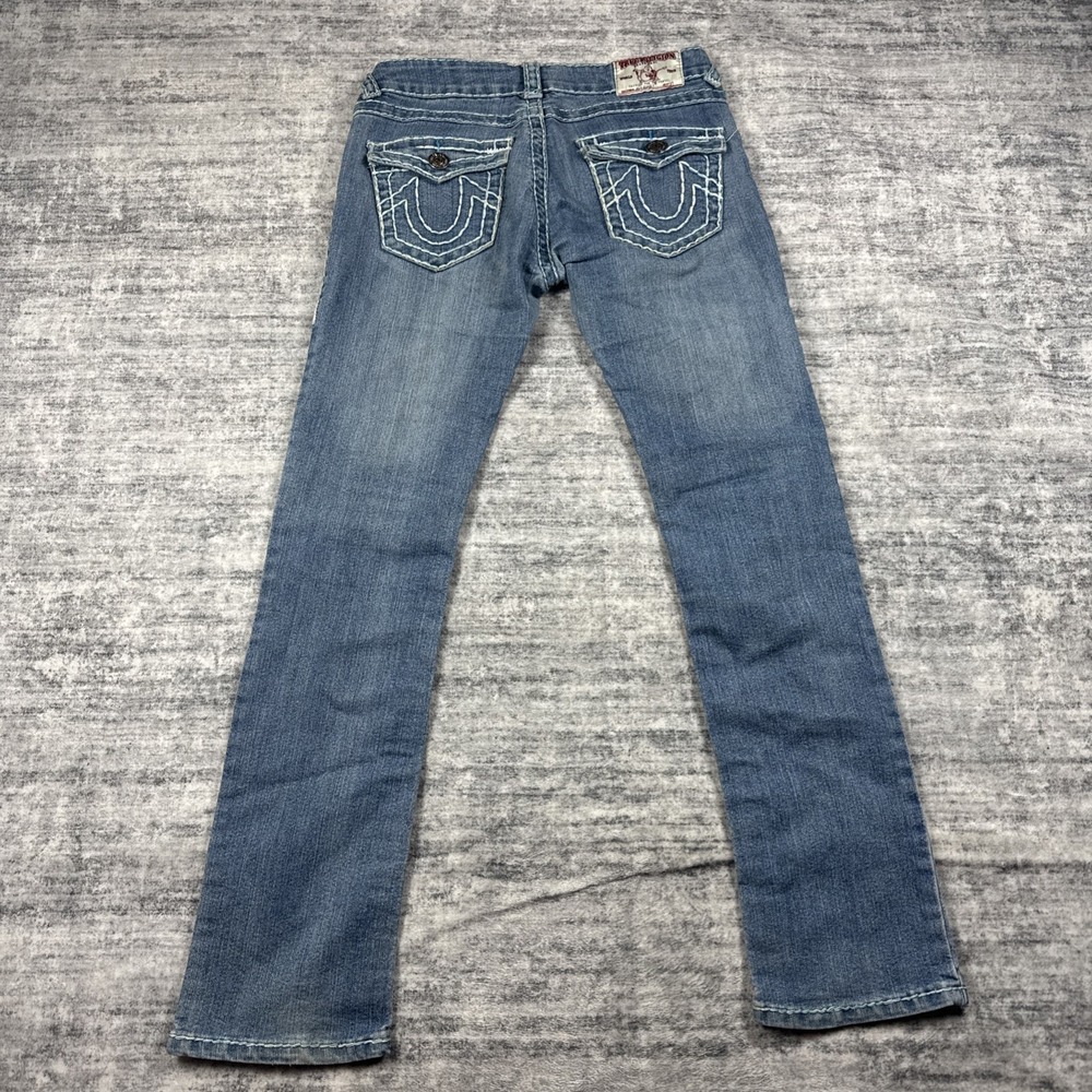 Women’s Light Blue Straight Leg Jeans with Signature Back Stitching